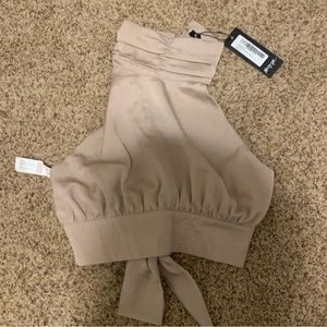 NWT Nasty Gal Silk Champagne Cropped Halter